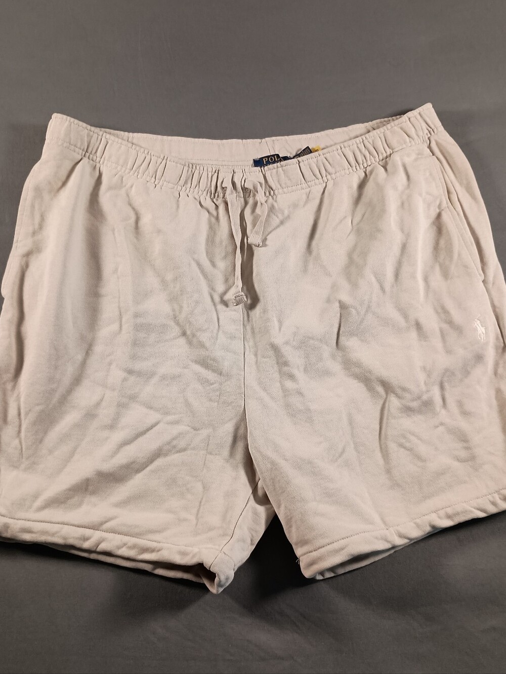Polo Ralph Lauren Preppy Fleece Double Knit Beige Embroidered Pony XXL Shorts